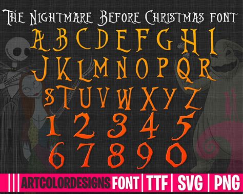 Svg Png Ttf Files Font Alphabet Letters Numbers Nightmare Etsy