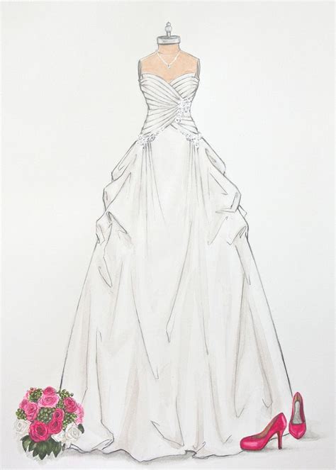 Porfolio Of Custom Wedding Dress Sketches And Illustrations For Brides