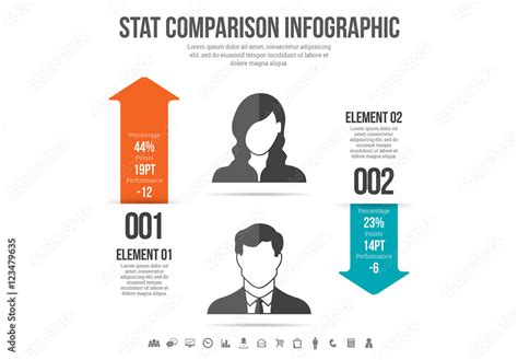 Male Vs Female Statistics Comparison Infographic Stock Template Adobe