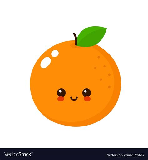 Happy Cute Smiling Orange Vector Image On Vectorstock Fruit Cartoon