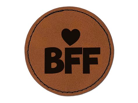 Bff Best Friends Forever Heart Round Iron On Engraved Faux Leather