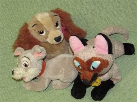 Disney Lady And The Tramp Scamp Plush Lot Siamese Cat Bean