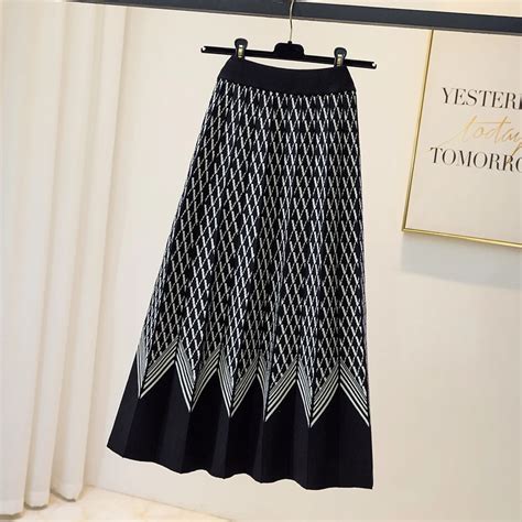 Tigena Thick Warm Knitted Long Skirt For Women Fall Winter