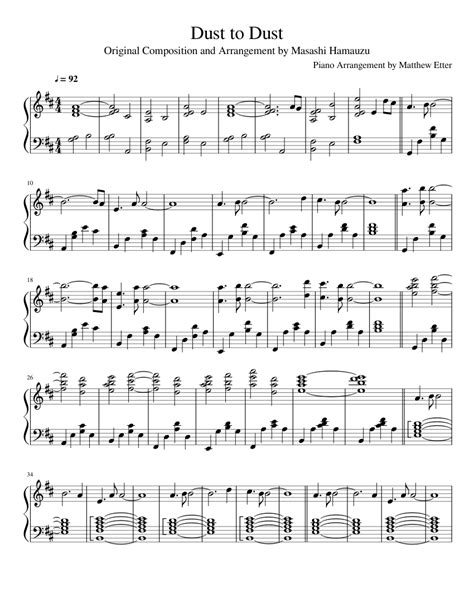 Final Fantasy Xiii Dust To Dust Piano Sheet Music For Piano Solo