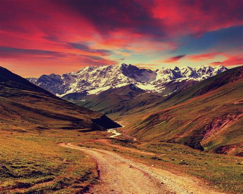 Download 1280x1024 Wallpaper Mountains Sunset Landscape Standard 54