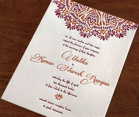 But now it is 2020 and new trends are in, have a look! Malika indian letterpress wedding invitation by ...