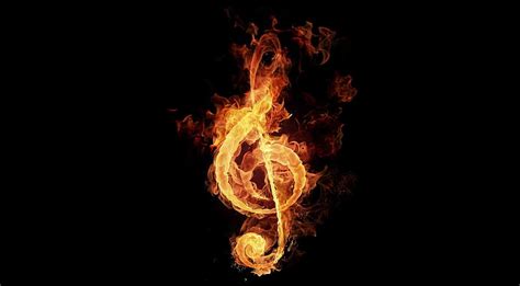 Hd Wallpaper Music Fire Musical Notes Black Background Burning
