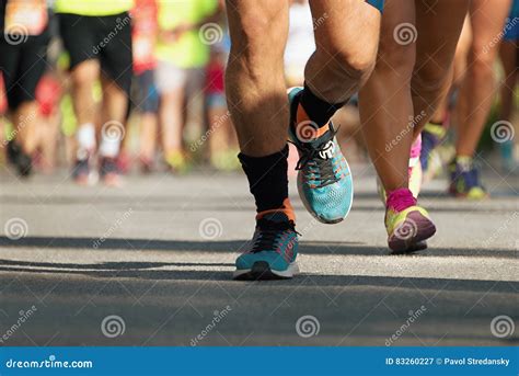 Marathon Running Race People Feet On City Road Stock Image Image Of