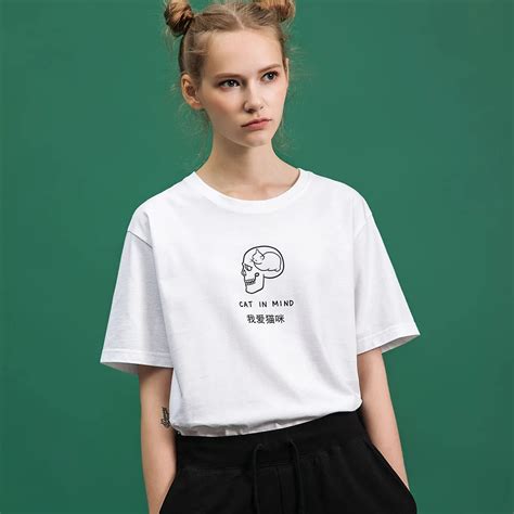 Creative Design Skull Print Cute T Shirt Women Summer Harajuku Fashion
