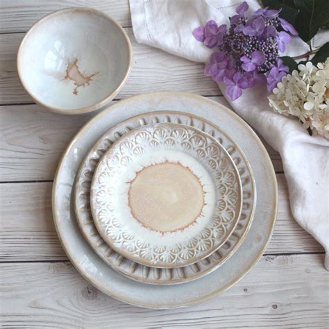 Andover Pottery — Handmade Dinnerware Set Rustic Pottery White