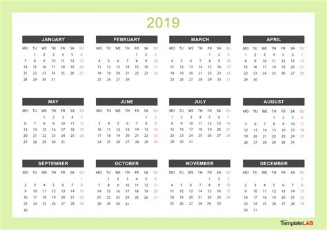 Year Planner Template 2019 Printable 2019 Yearly Calendar Templates