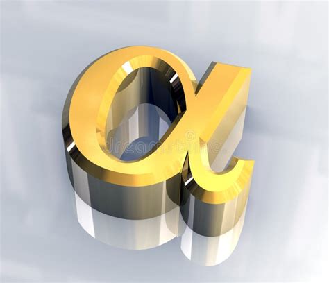 Alphasymbol Im Gold 3d Stock Abbildung Illustration Von Recommend