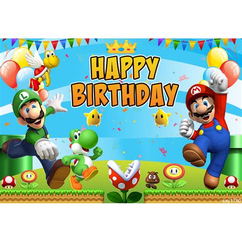 Mario Bros Luigi Game Personalised Birthday Party Banner Backdrop