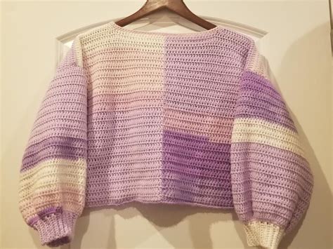 Cropped Color Block Crochet Sweater Pattern Etsy Uk