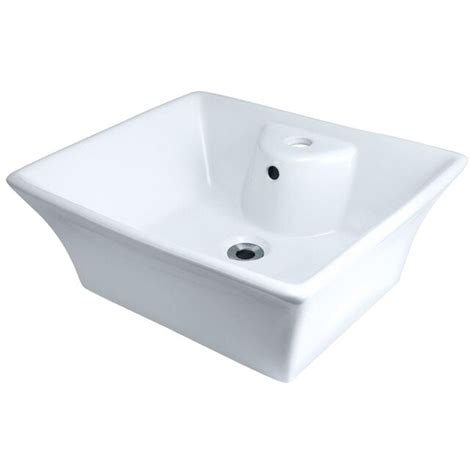 Mr Direct White Porcelain Vessel Rectangular Traditional Bathroom Sink