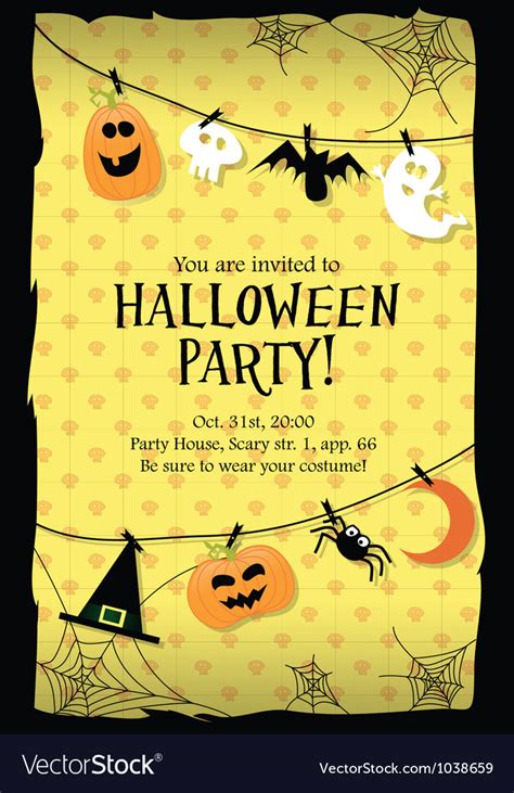 Halloween party invitation card long Royalty Free Vector