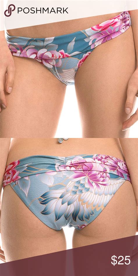 Isabella Rose Ruched Floral Print Bikini Bottom Polyester