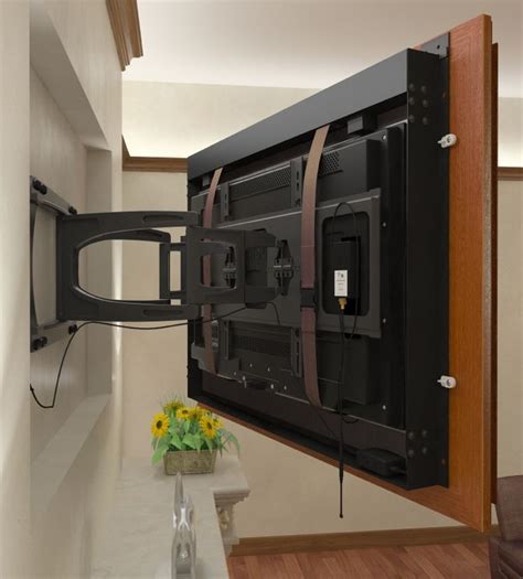Tv Frames For Wall Mounted Tvs Tv Using A Swing Arm Mount With