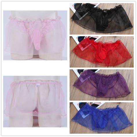 Sissy Pouch Panties Sexy Mens Skirted Mooning Bikini Briefs Girly
