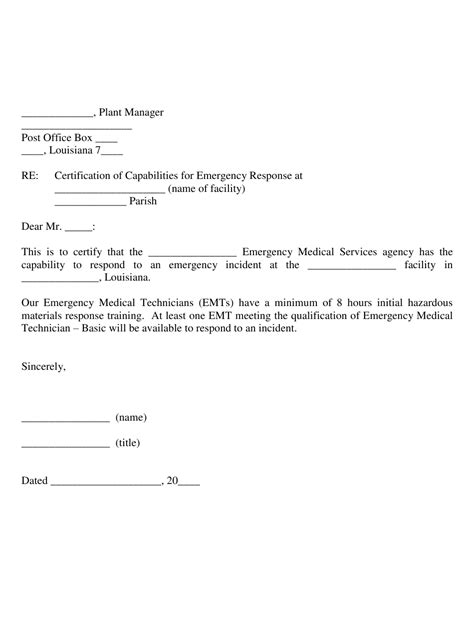 Do not forget to proofread the letter, as there can be some mistakes. Louisiana EMS Certification Letter Template Download Printable PDF | Templateroller