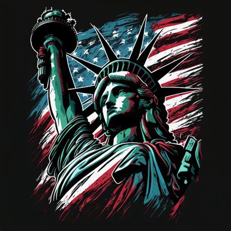 Premium Photo Statue Of Liberty Design With American Flag
