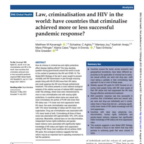 Law Criminalisation And Hiv In The World Have Countries That Criminalise Achieved More Or Less