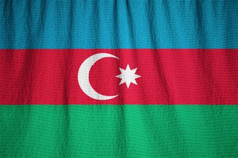 Primer Plano De La Bandera De Azerbaiyán Con Volantes Bandera De