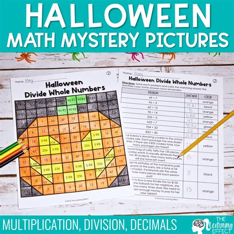 Halloween Math Mystery Pictures The Learning Effect Shop The