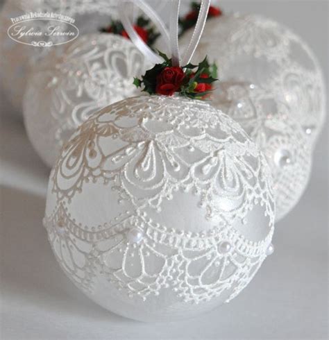 White Lace On White More Beaded Christmas Ornaments Christmas Balls