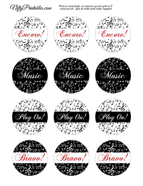 Printable Music Cupcake Toppers