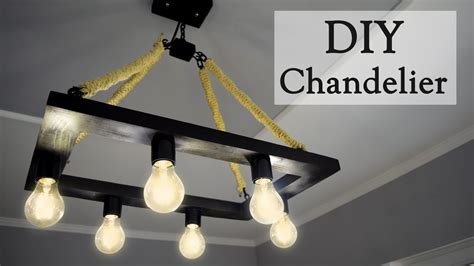 Diy Industrial Style Hemp Rope Chandelier For 35 Youtube