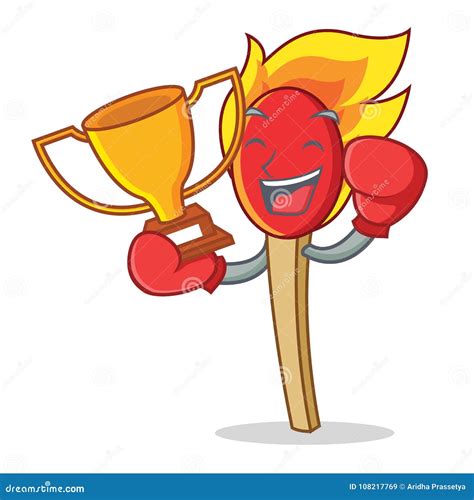 Boxing Winner Match Stick Mascot Cartoon Stock Vector Illustration Of