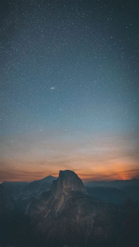 Download Wallpaper 938x1668 Starry Sky Mountains Night Summit