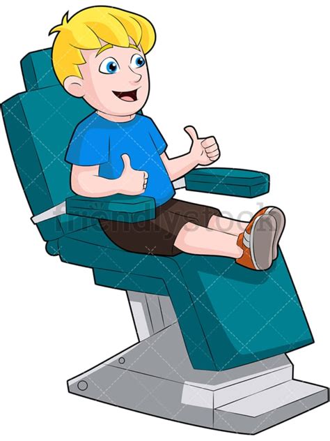 Little Boy In Dentist Chair Thumbs Up Cartoon Vector Clipart