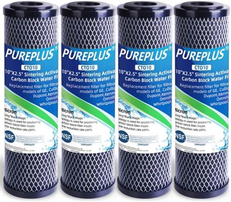 4 Pack PUREPLUS 1 Micron 2 5 X10 Whole House Water Filter Fits