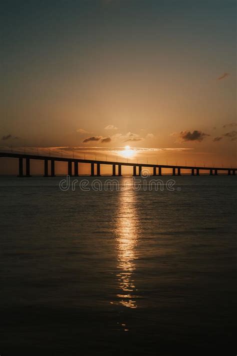 Sunrise At The Vasco Da Gama Bridge Lisbon Portugal Stock Photo