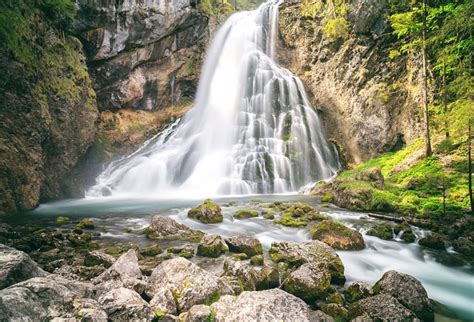 Laeacco Mountain Waterfall Stone Home Decor Natural Scenic Photography