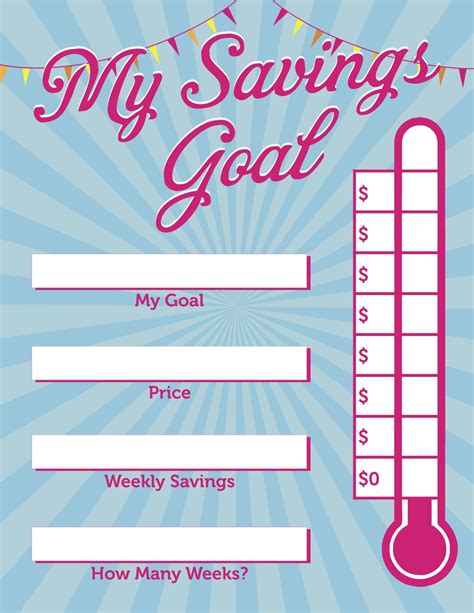 Color in one star each week and at the end of 52 weeks you will feel like a superstar! Free Printable: "My Savings Goal" Visual Poster to help children learn to save money - Parenting ...