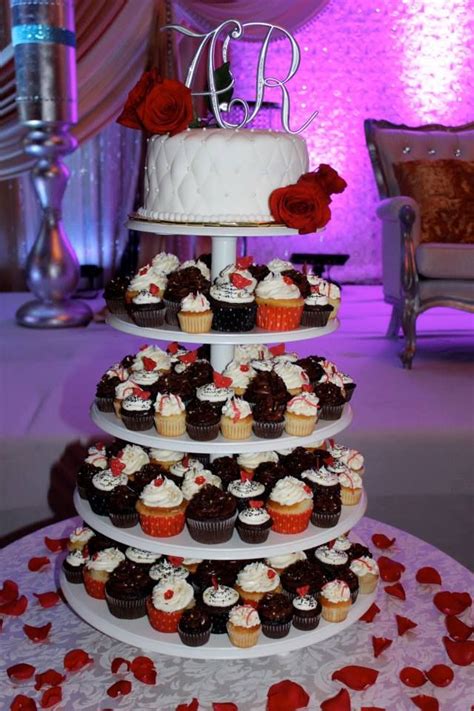 Classic Wedding Cake On A Cupcake Tower By Bs Truly Couture Cupcakes