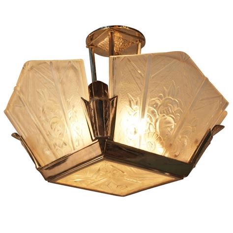 French Art Deco Flush Mount Ceiling Light At 1stdibs