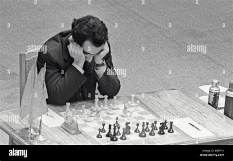 World Chess Champion Tigran Petrosian Thinks Over The Next Move Stock