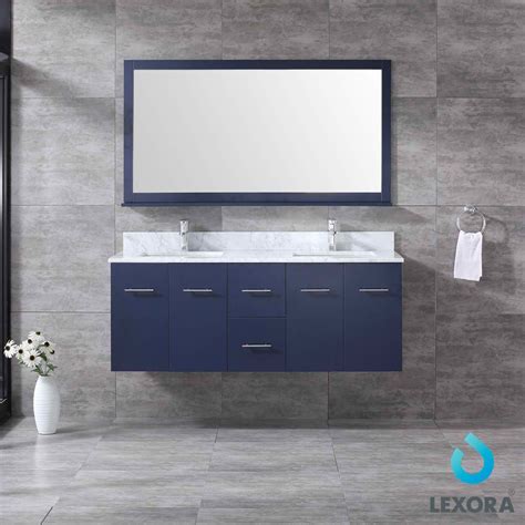 Shop vanity mirrors bath at up to 70% off! Modern Lux 60" Wall Mount Double Vanity Set in Navy Blue ...