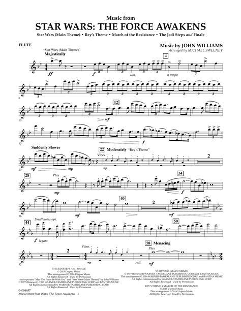 Music From Star Wars The Force Awakens Flute Flute Sheet Music