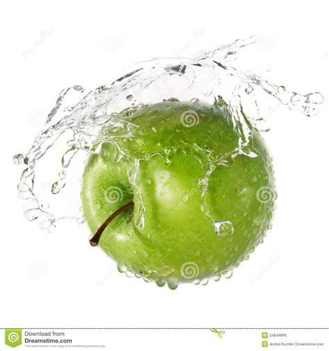 Green Apple Splash Stock Photo Image Of Apple Freshness 24844866