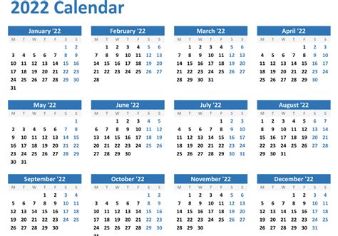 Free Printable Calendars 2021 2022 Monthly 2022 Yearly Calendar