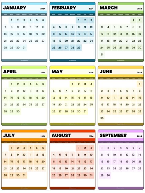 Printable Calendars Esl Flashcards