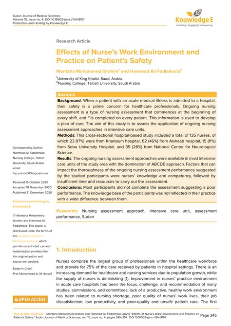 Pdf Effects Of Nurses Work Environment And Practice On Patients Safety