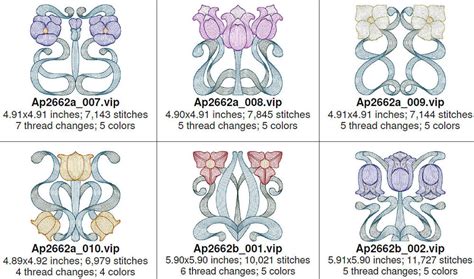 Rippled Art Nouveau Flowers Set 10 Designs 3 Sizes Products