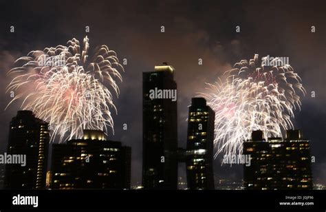 Fireworks Over New York City Stock Photo Alamy