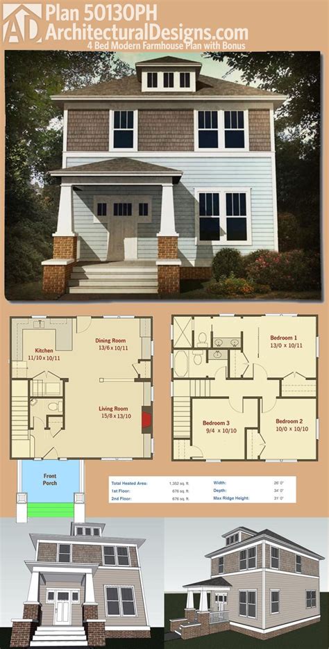 Plan 50130ph Classic Three Bed Four Square House Plan In 2021 Square